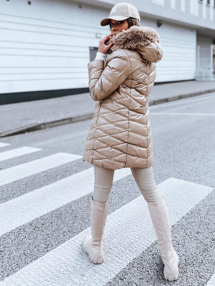 Women's light brown quilted jacket Crystal