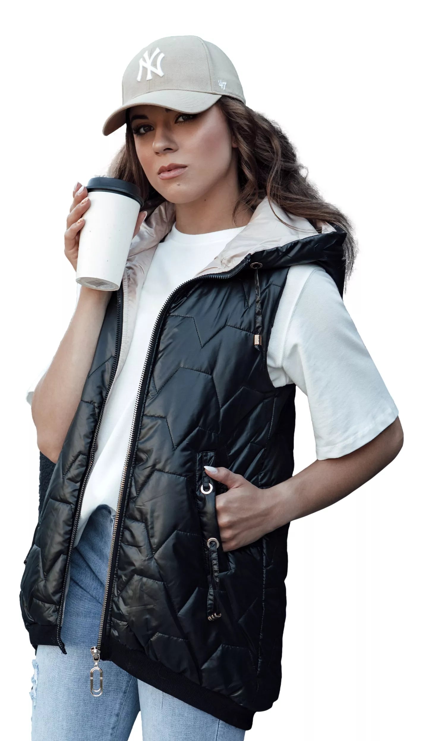 Women's quilted black vest Aria