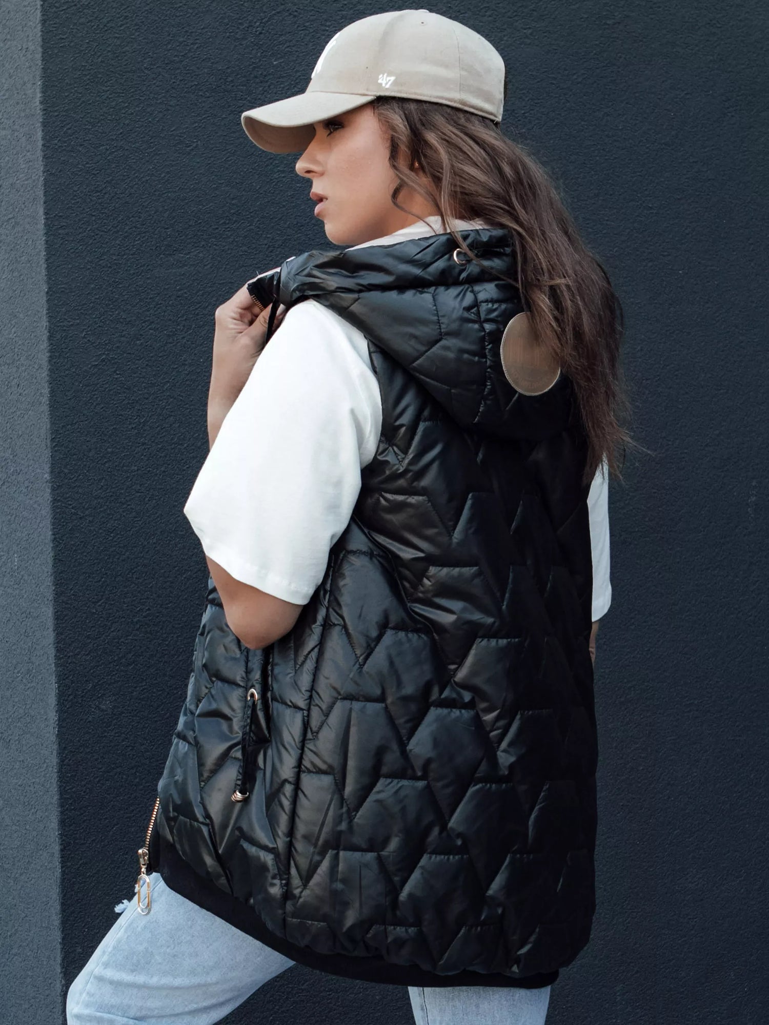 Women's quilted black vest Aria
