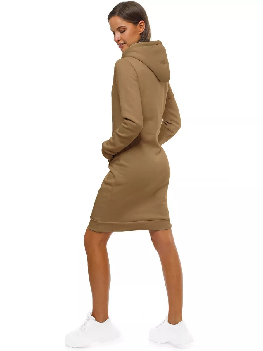 Women's dark brown dress with a hood Margaret