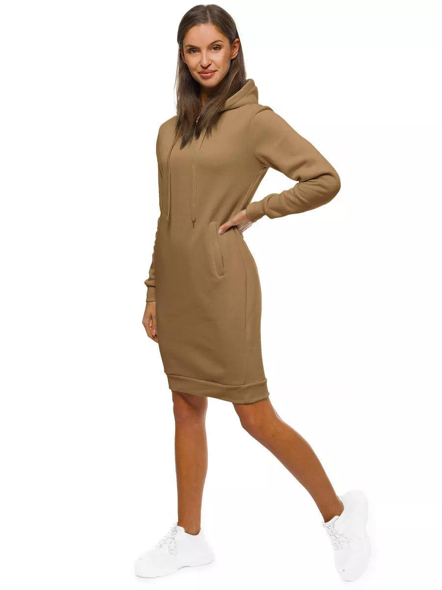 Women's dark brown dress with a hood Margaret