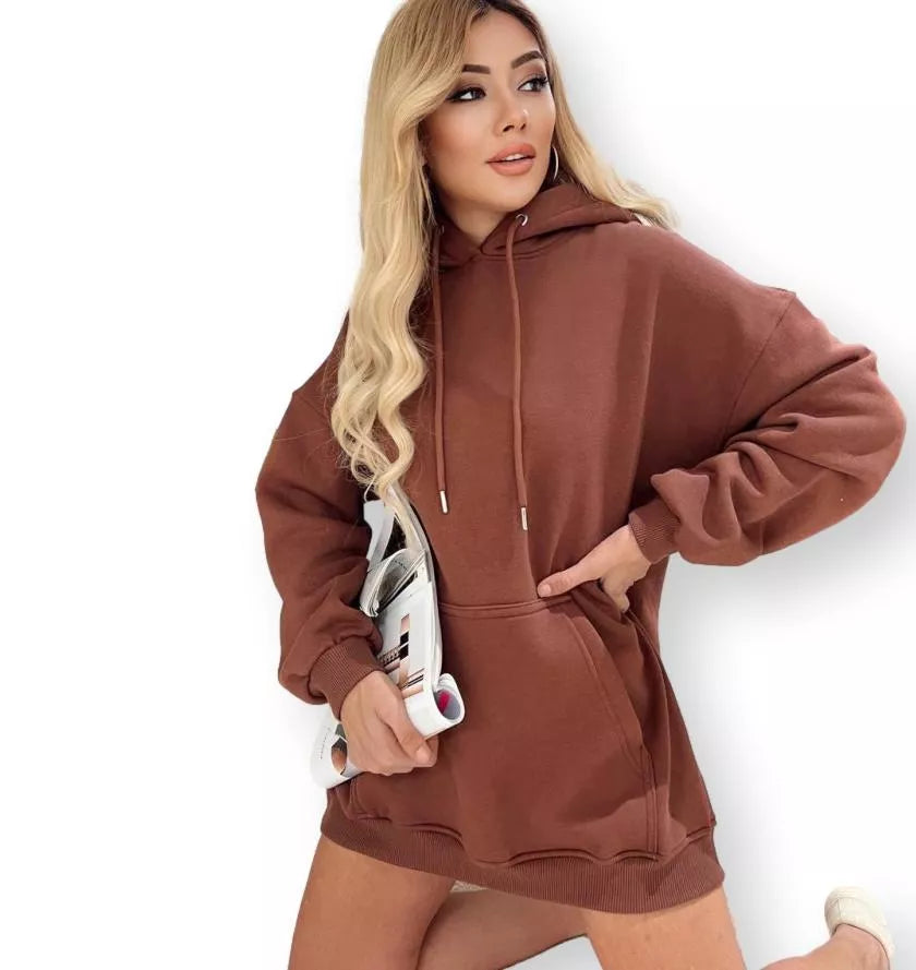 Women's dark brown tunic with hood Narol