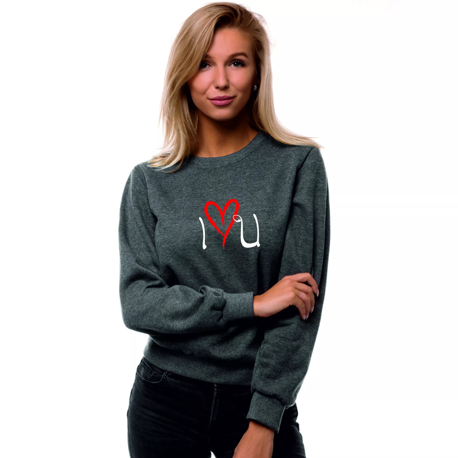 Women's dark gray sweater Love
