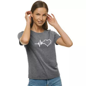 Women's dark gray T-shirt Heartbeat