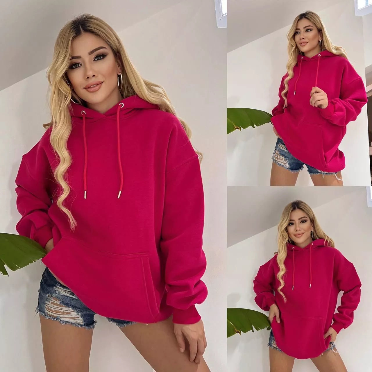 Women's dark pink tunic with a hood Narol