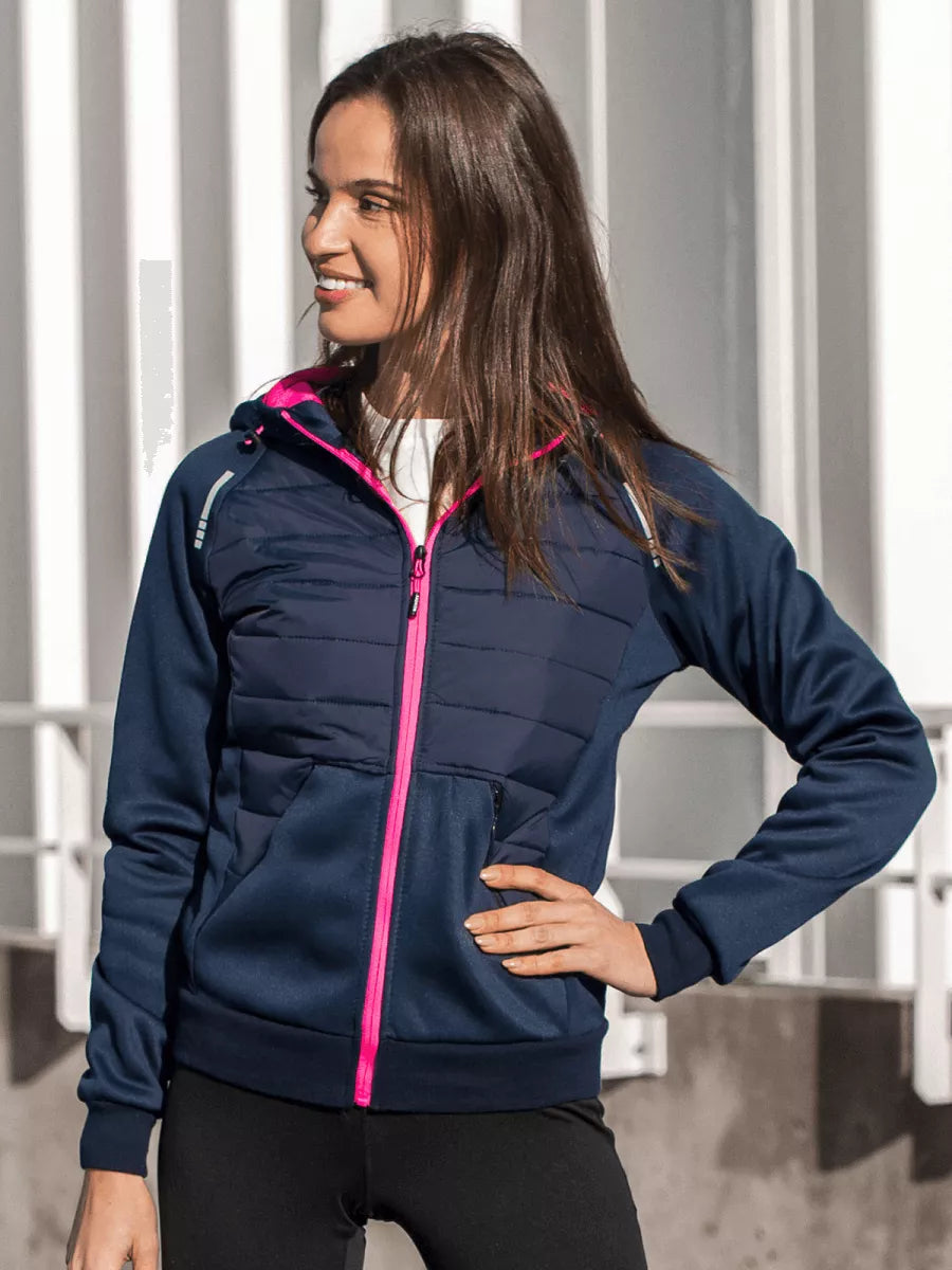 Women's navy blue jacket with pink detail Lepi