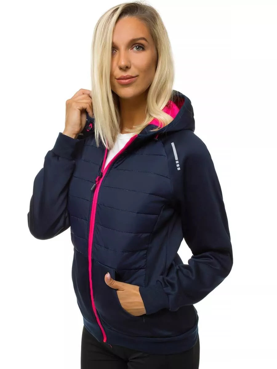 Women's navy blue jacket with pink detail Lepi