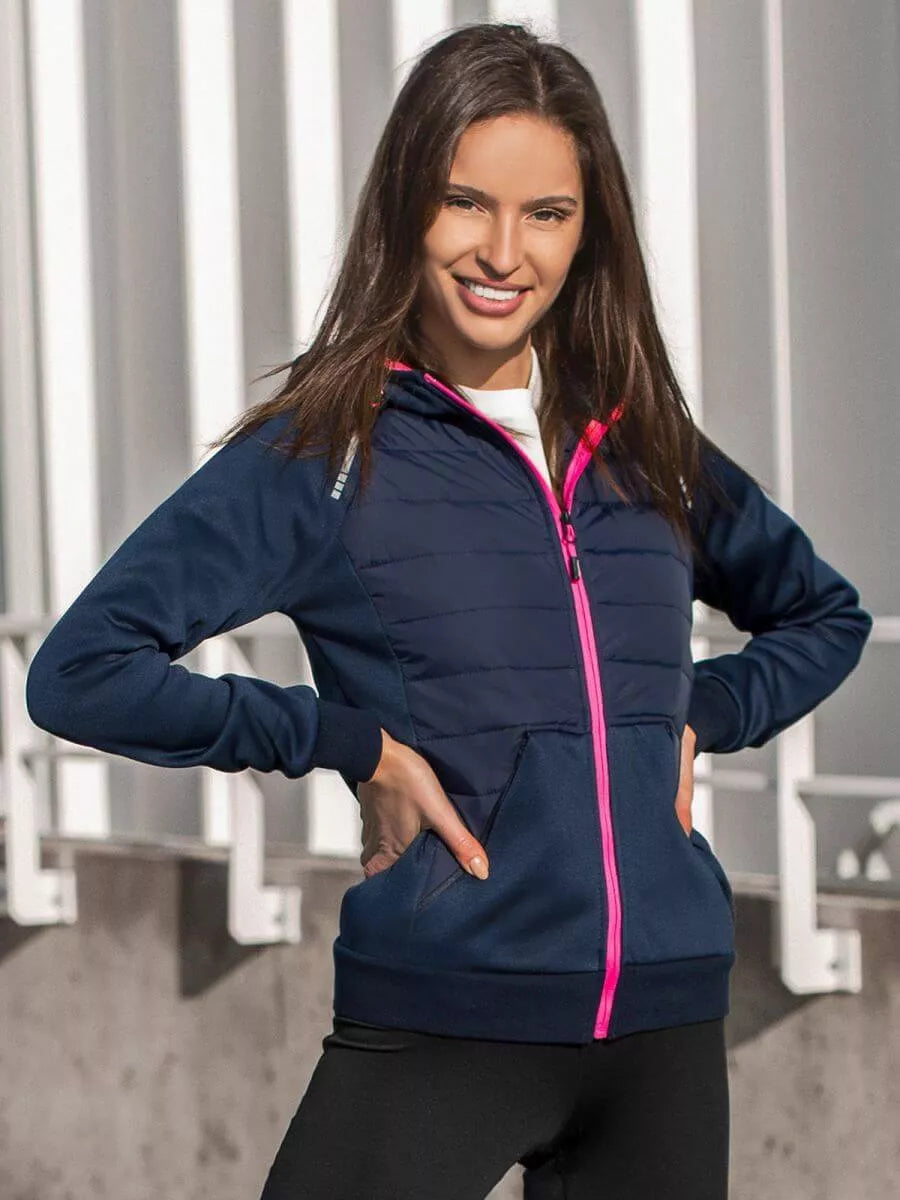 Women's navy blue jacket with pink detail Lepi