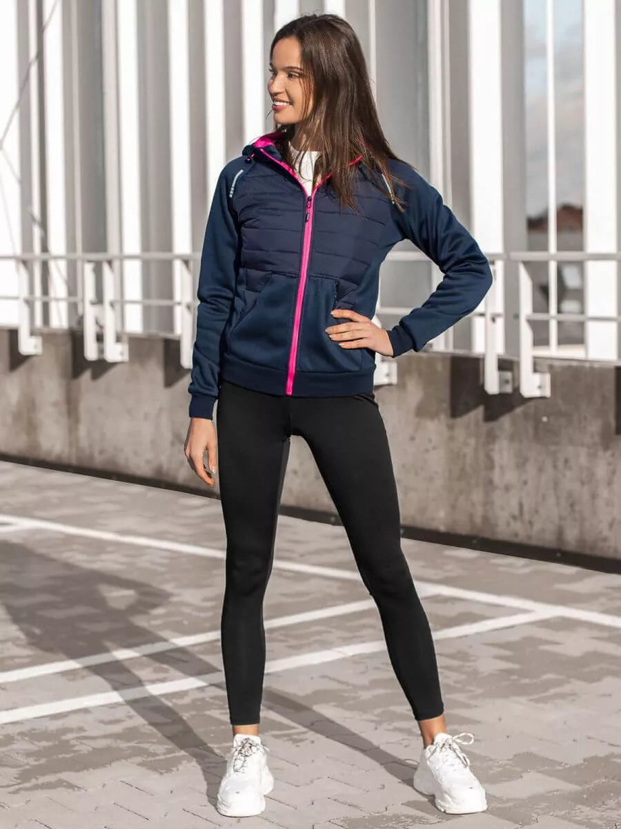 Women's navy blue jacket with pink detail Lepi