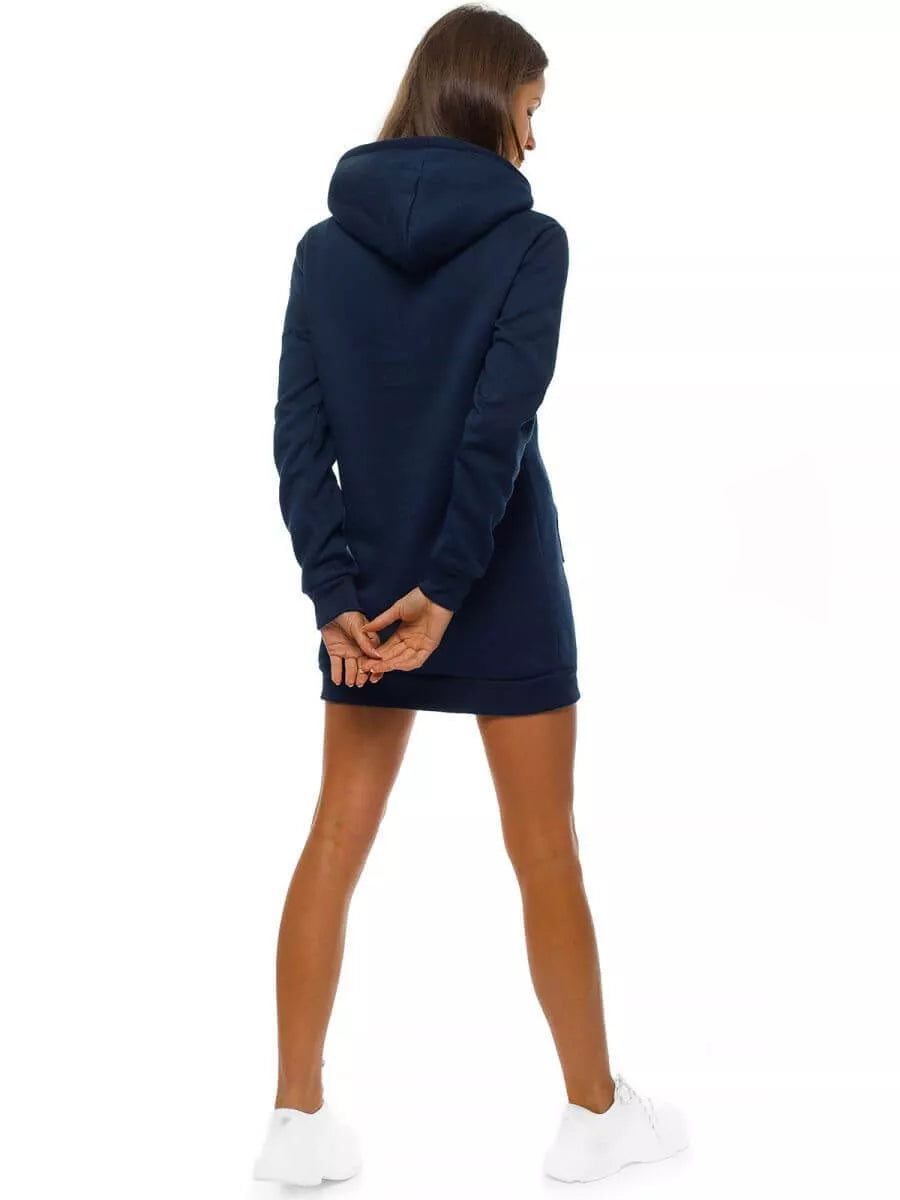 Women's dark blue dress with a hood Megan