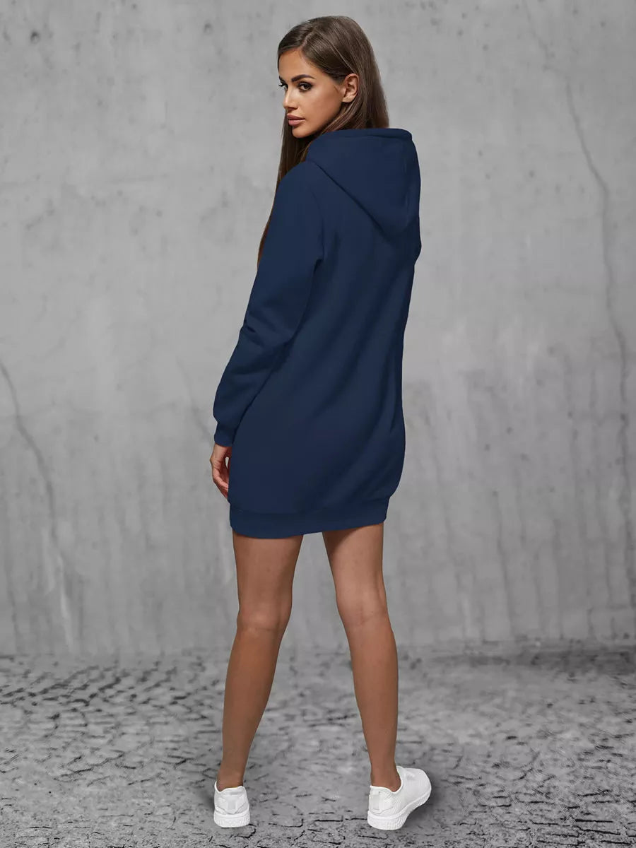 Women's dark blue dress with a hood Megan