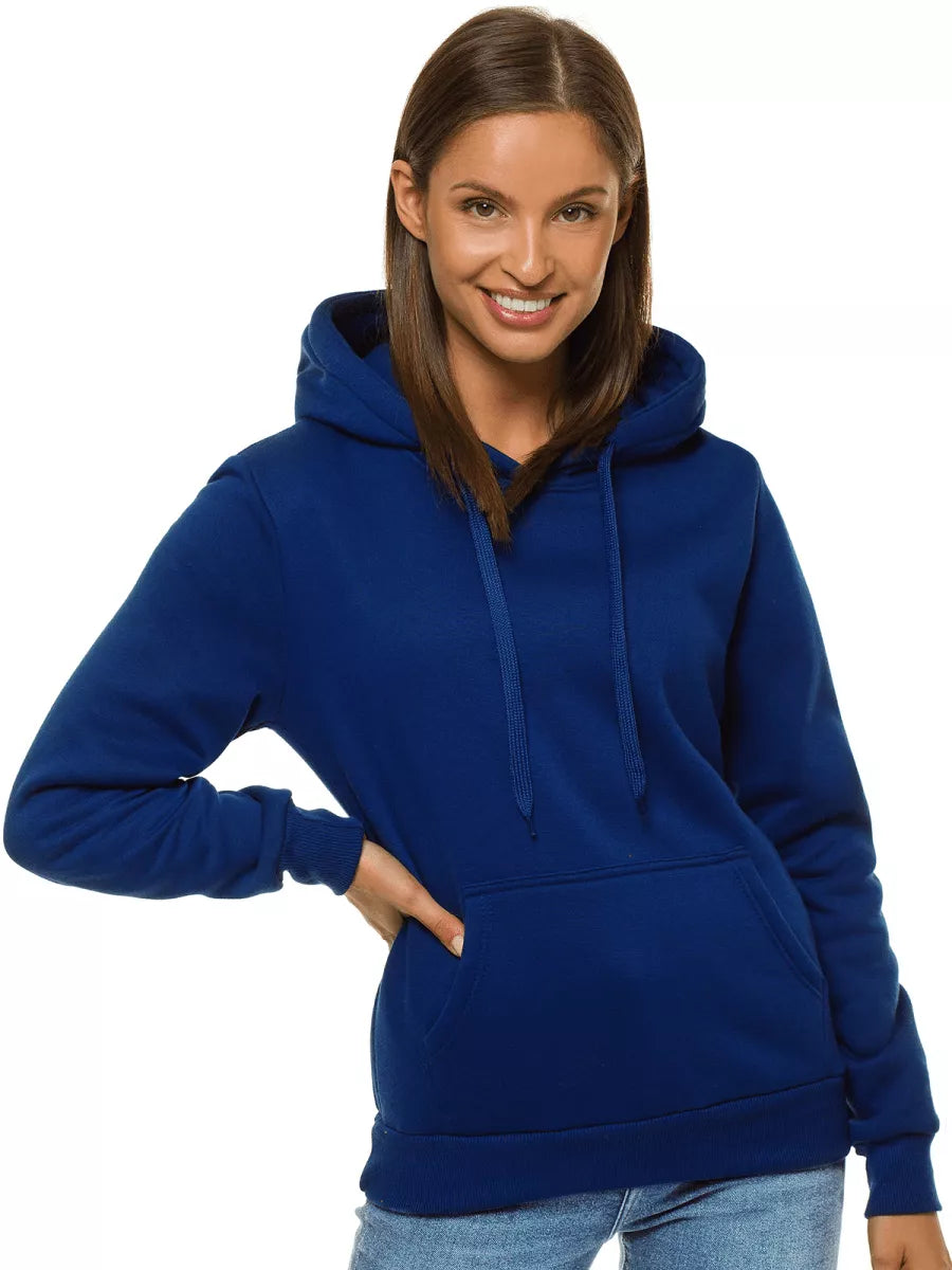 Navy blue women's sweatshirt with a hood Molin