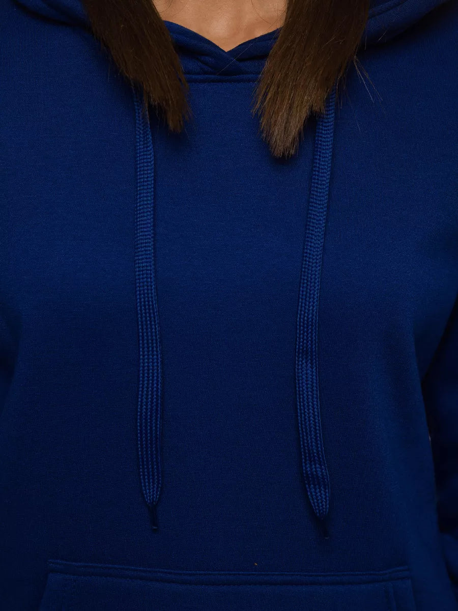 Navy blue women's sweatshirt with a hood Molin