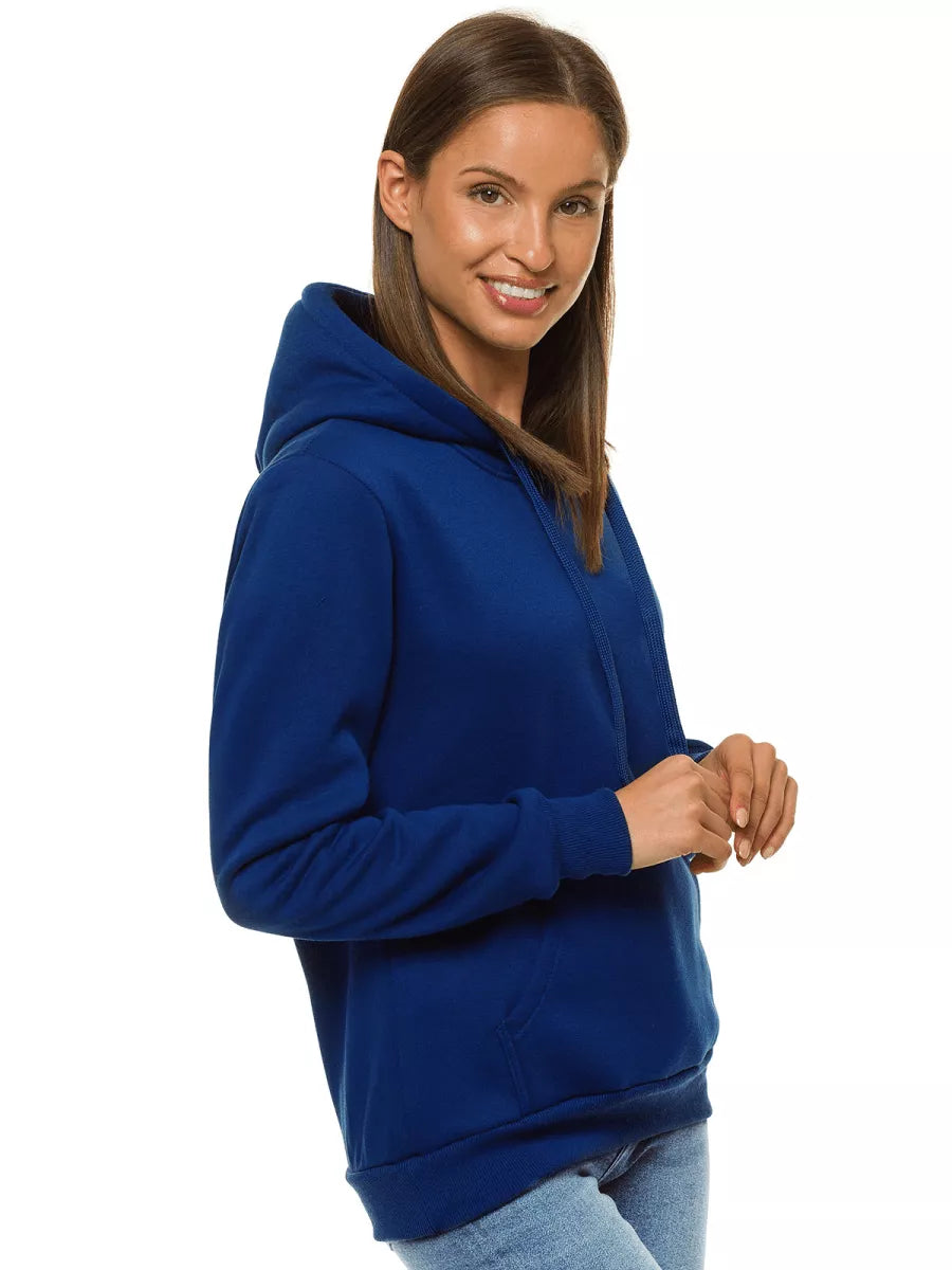 Navy blue women's sweatshirt with a hood Molin