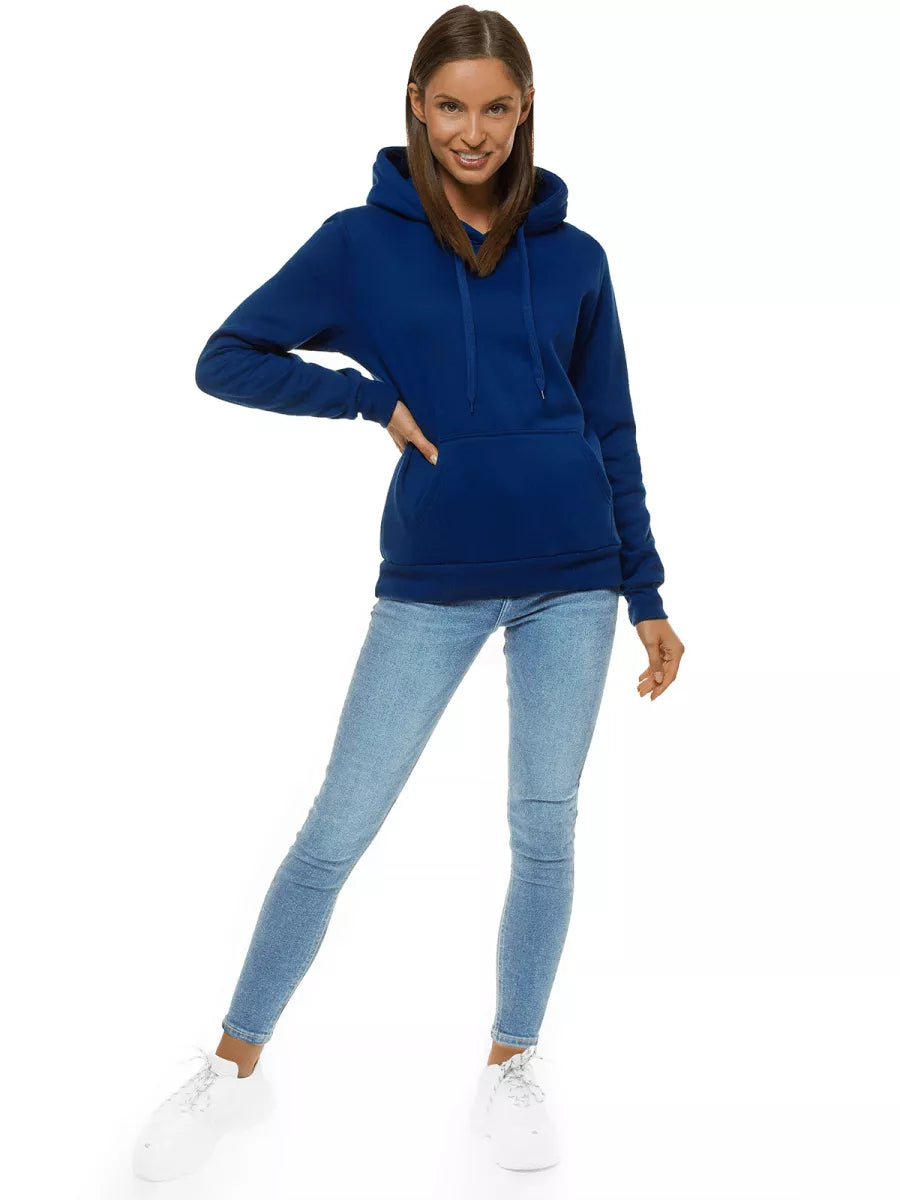 Navy blue women's sweatshirt with a hood Molin