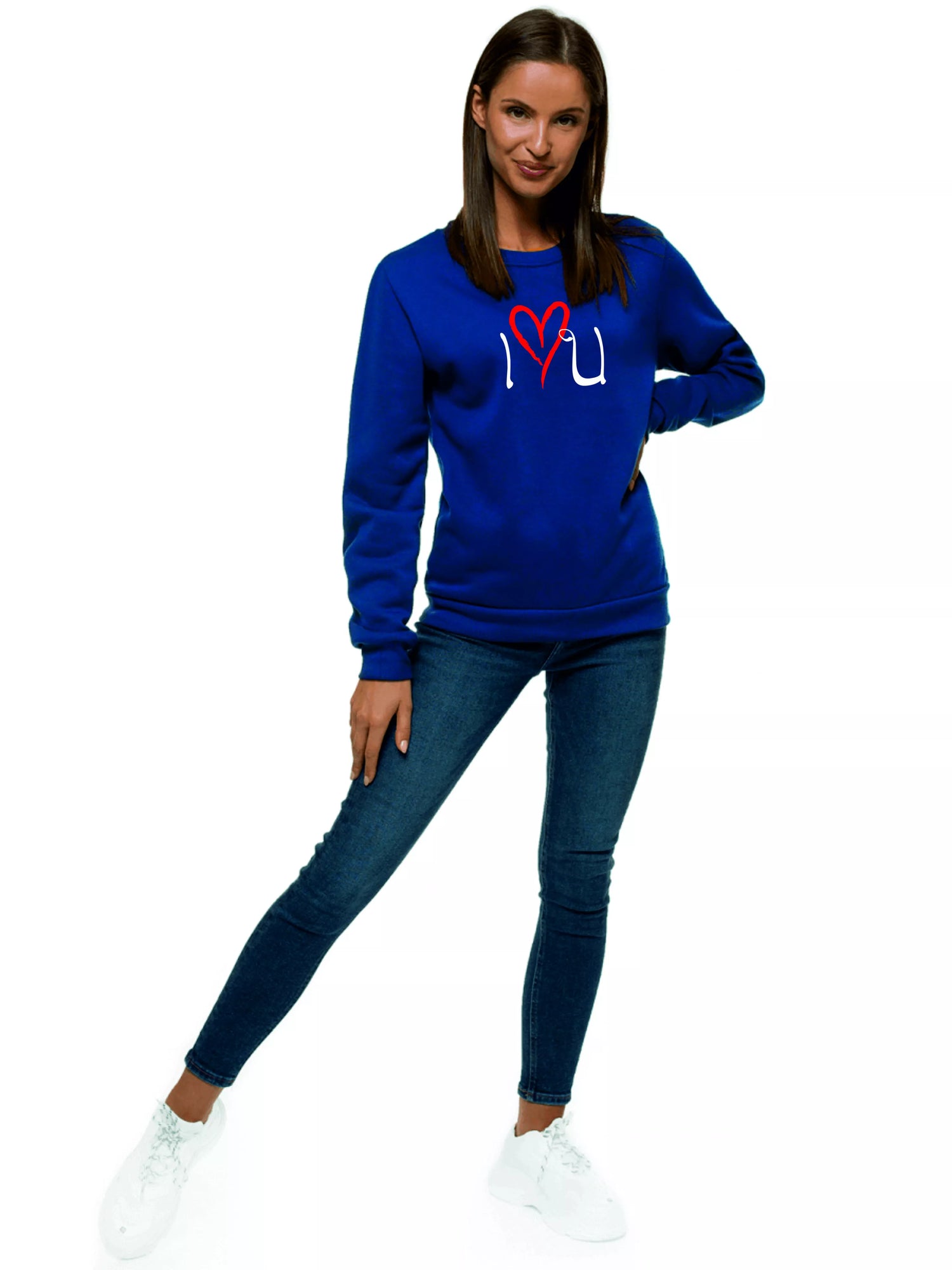 Women's navy blue sweater Love