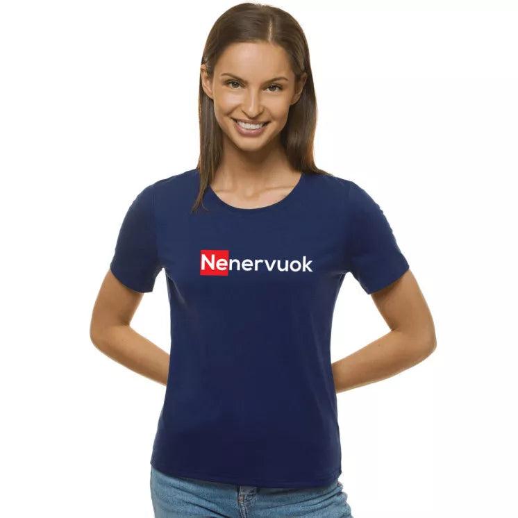 Women's navy blue T-shirt Don't be nervous