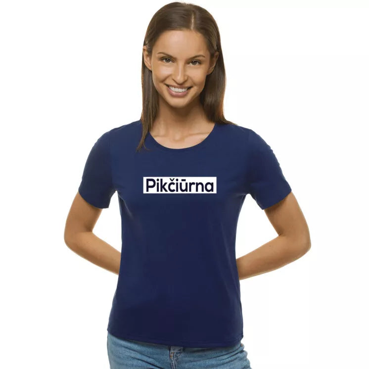 Women's dark blue T-shirt Pikčiūrna
