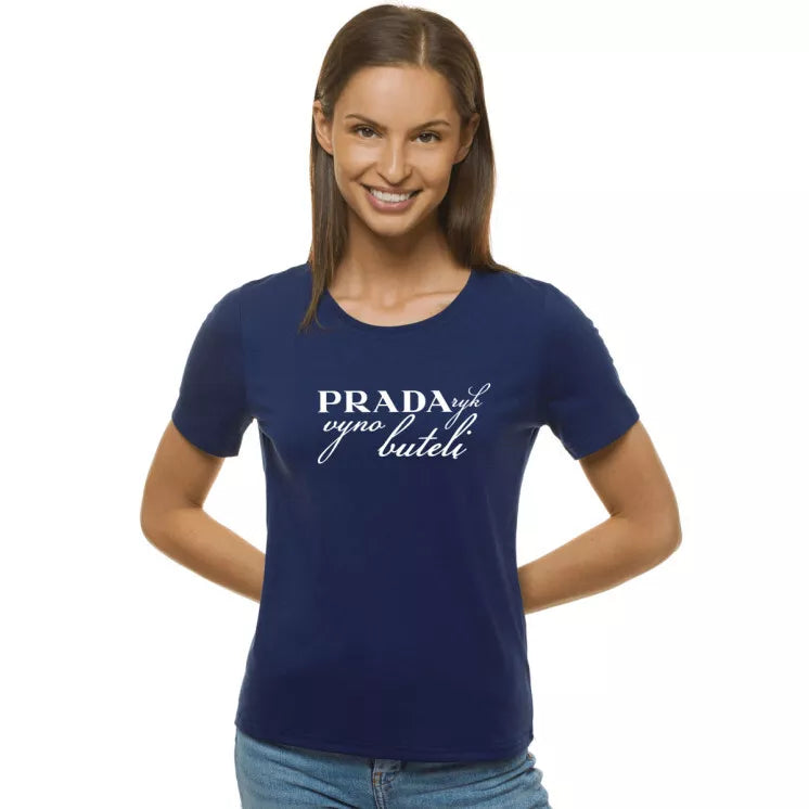 Women's navy blue T-shirt Prada