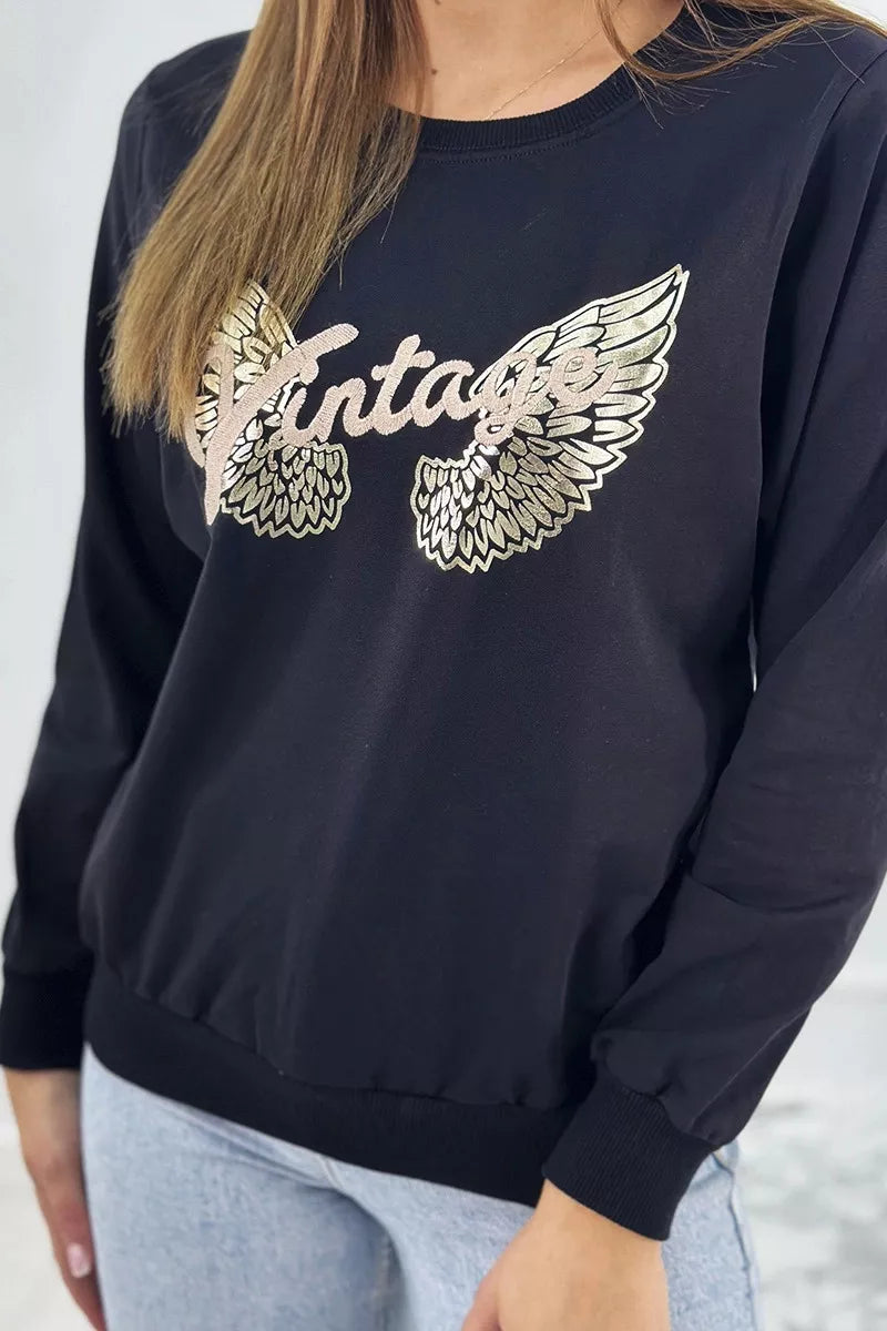 Women's black sweater Vintage