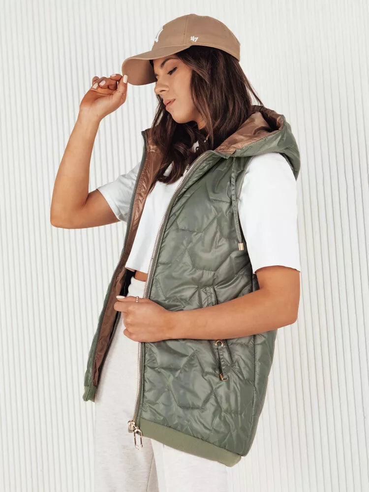 Women's green vest with hood Kolin