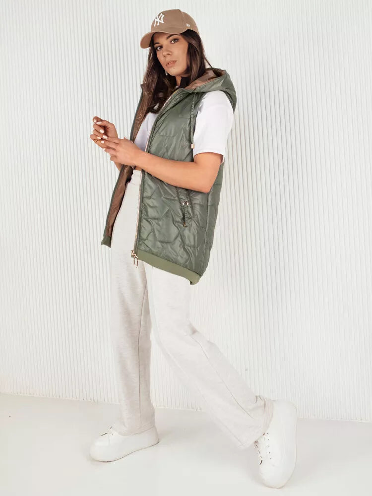 Women's green vest with hood Kolin