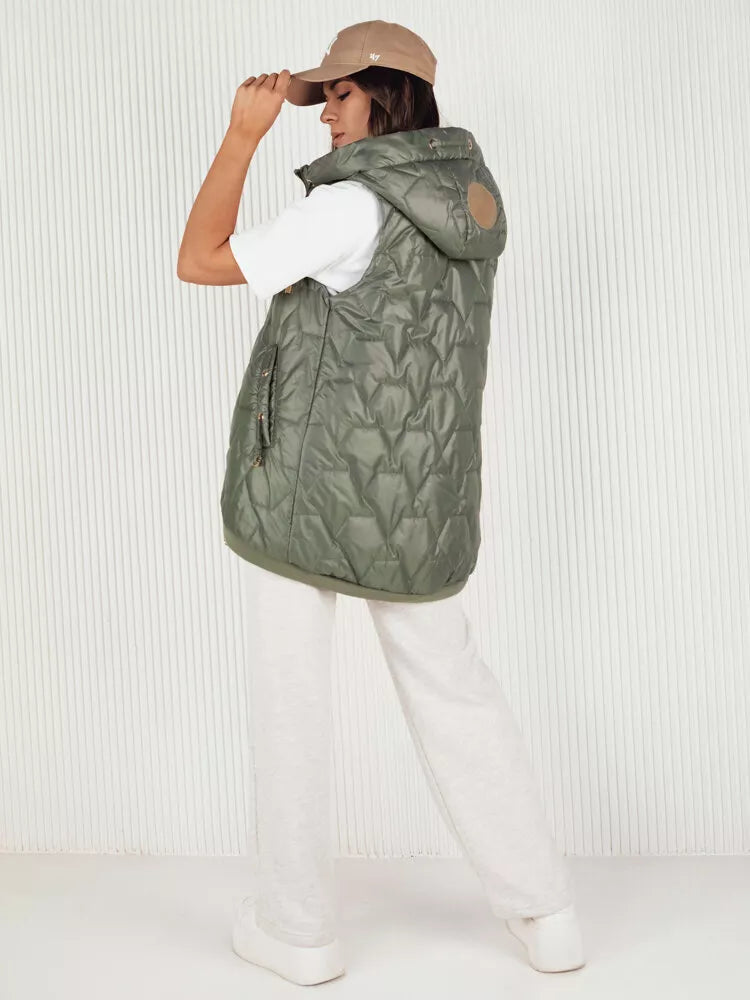 Women's green vest with hood Kolin