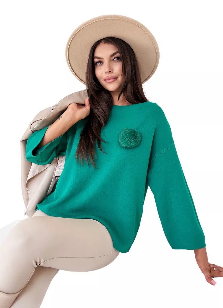 Women's green oversized sweater Justi