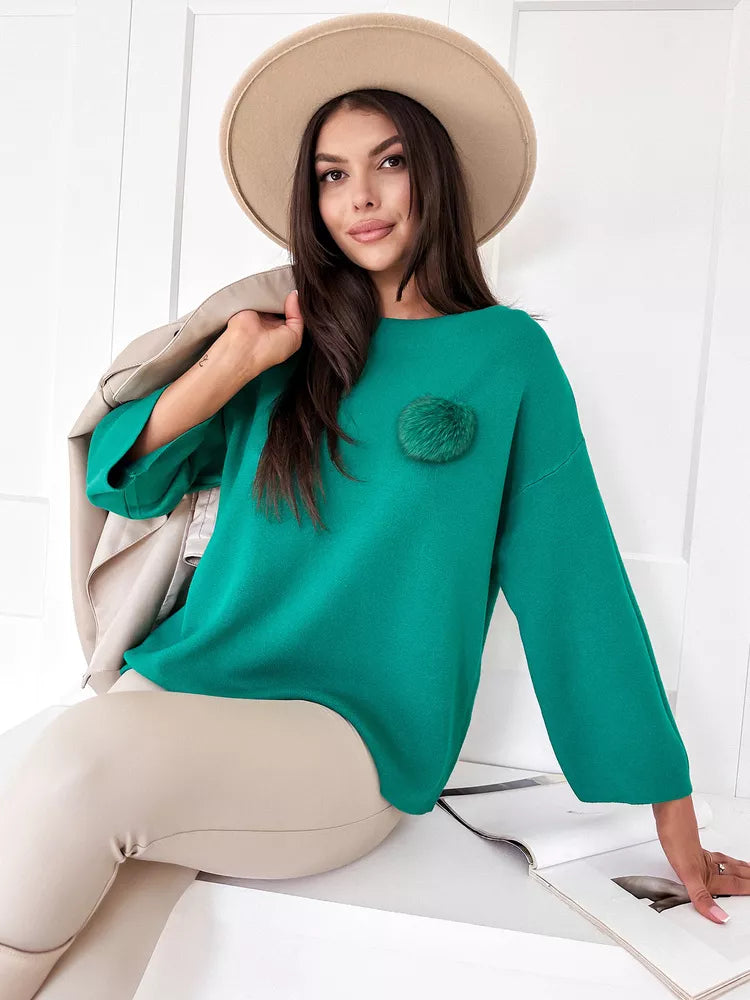 Women's green oversized sweater Justi