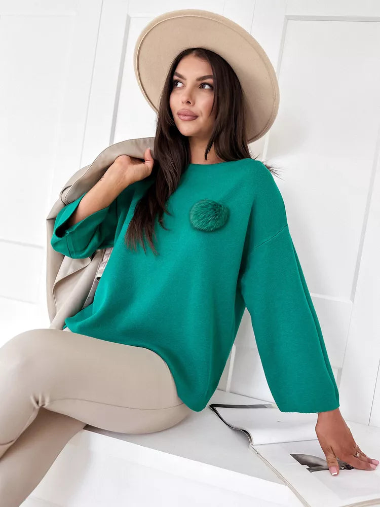 Women's green oversized sweater Justi