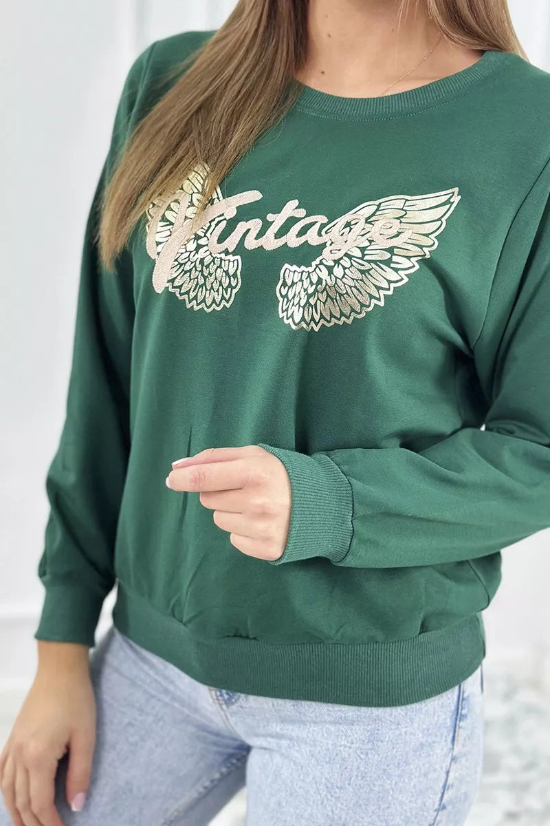 Women's green sweater Vintage