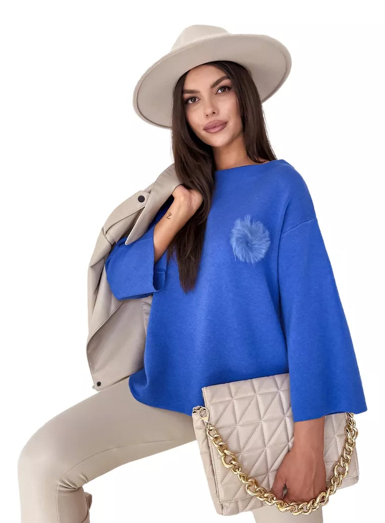 Women's blue oversized sweater Justi