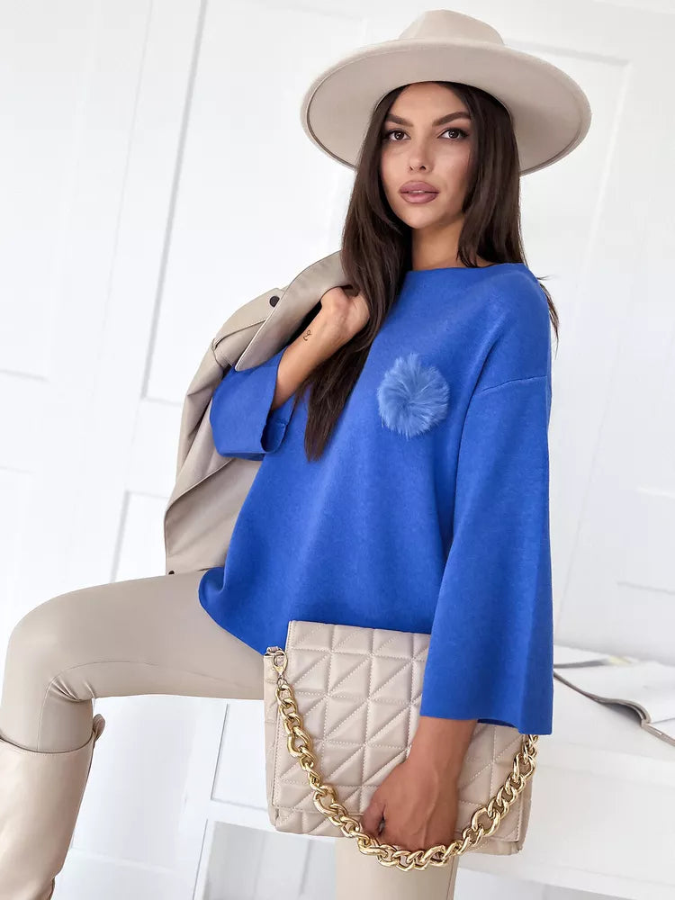 Women's blue oversized sweater Justi