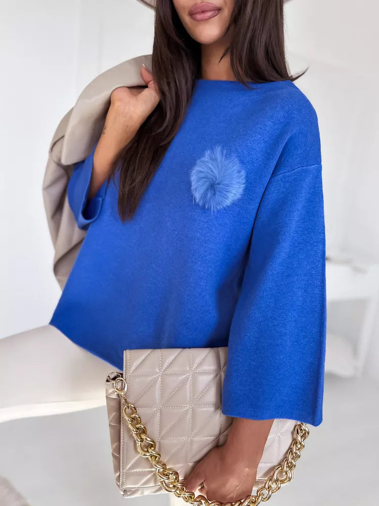 Women's blue oversized sweater Justi