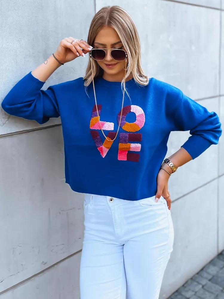 Women's blue oversized sweater Love