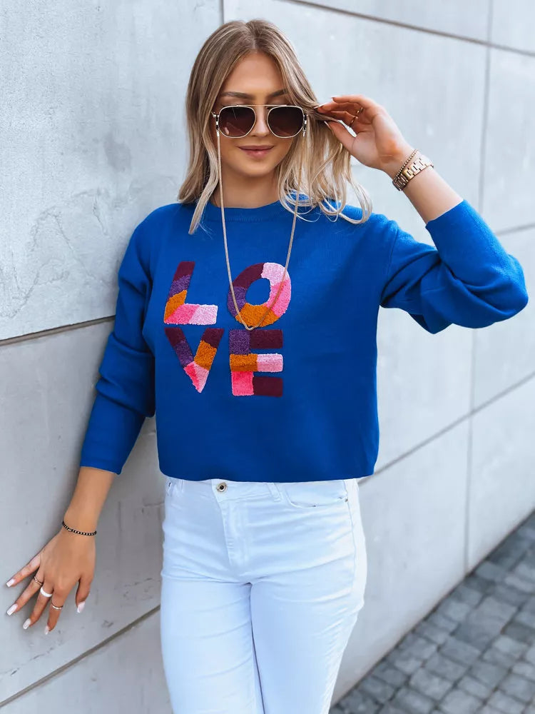 Women's blue oversized sweater Love