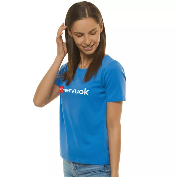 Women's blue T-shirt Don't be nervous