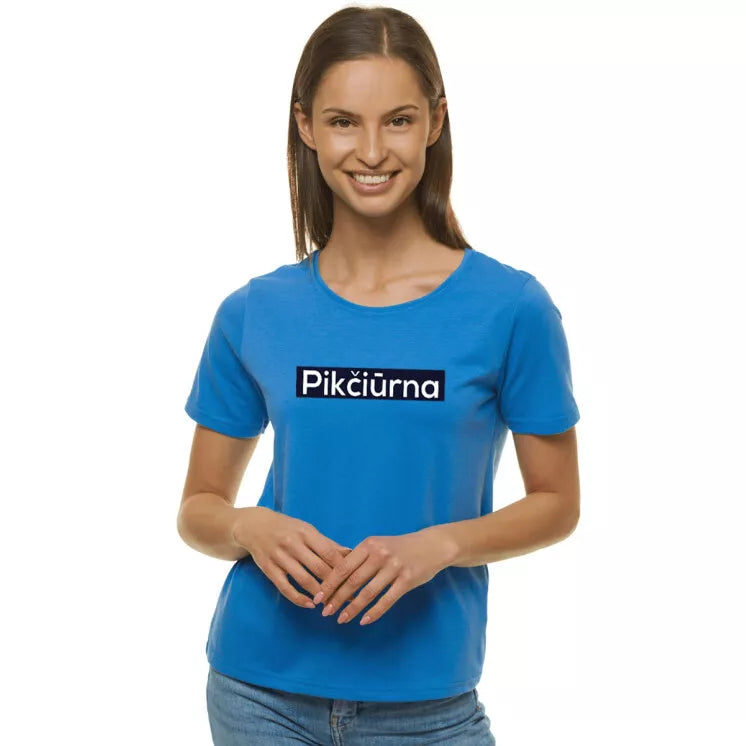 Women's blue T-shirt Pikčiūrna