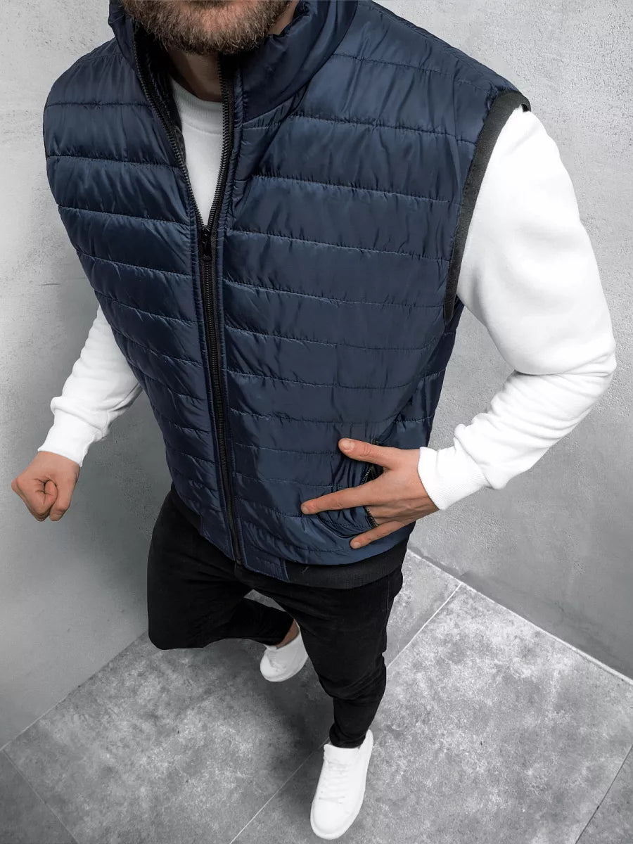 Men's quilted dark blue vest Lider