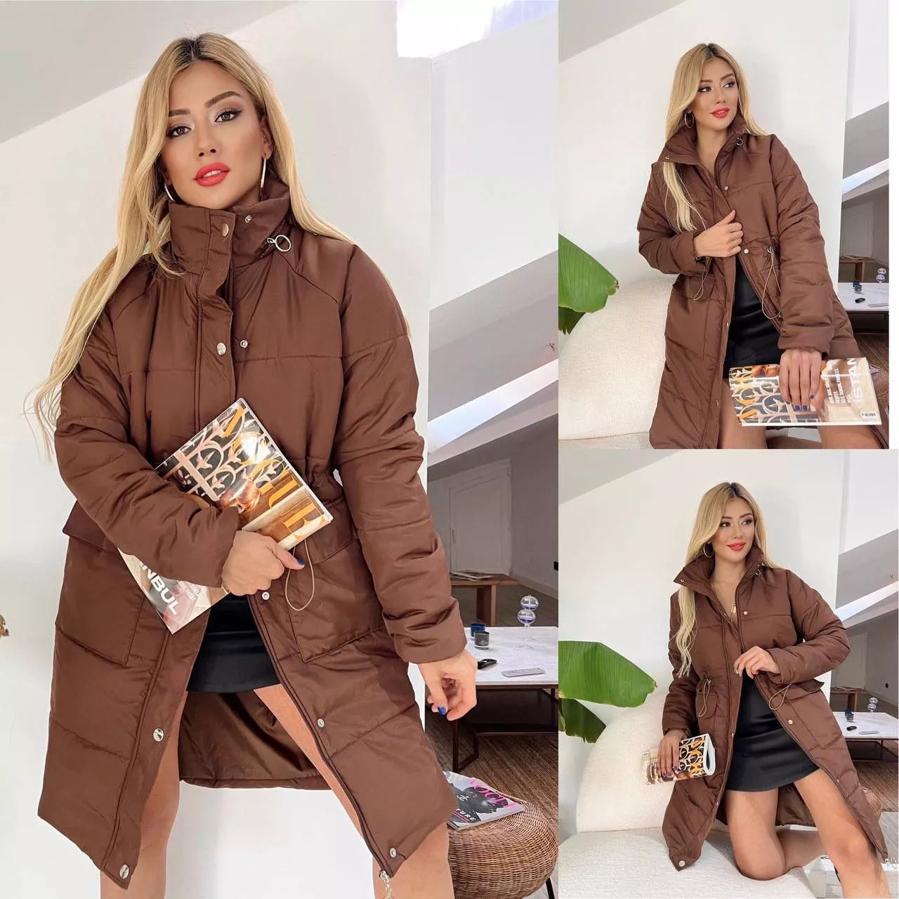 Stylish brown women's jacket without a hood Arova