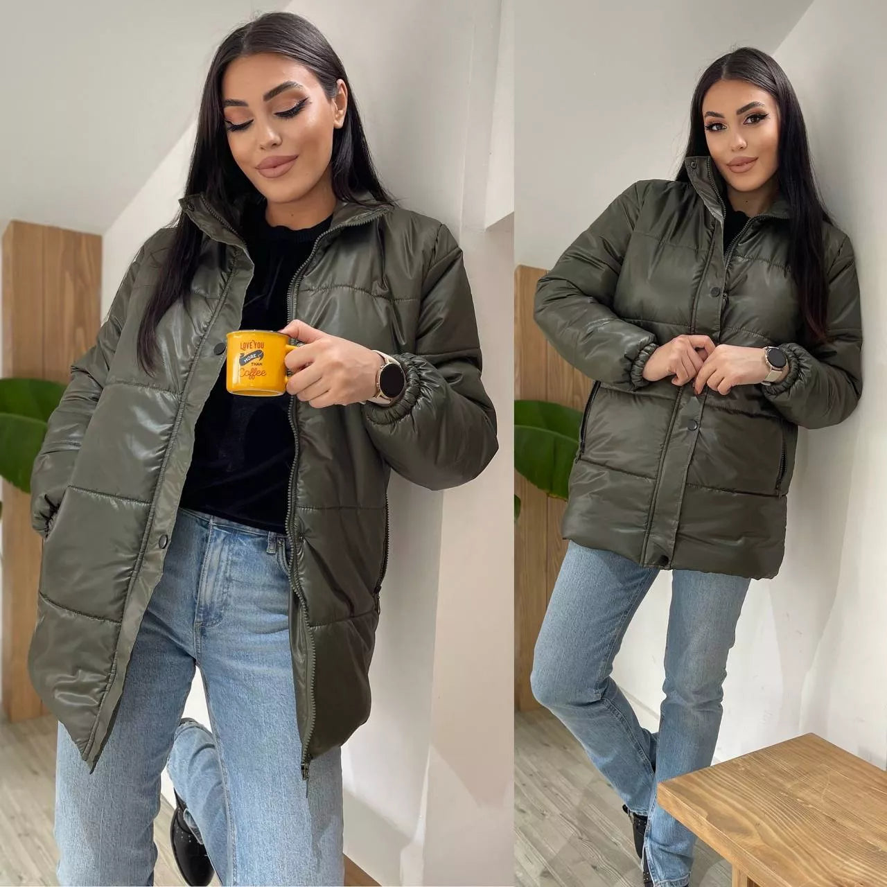 Stylish women's khaki jacket Gebor