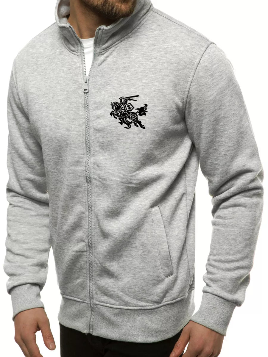 Light gray men's sweater Silon with a hood
