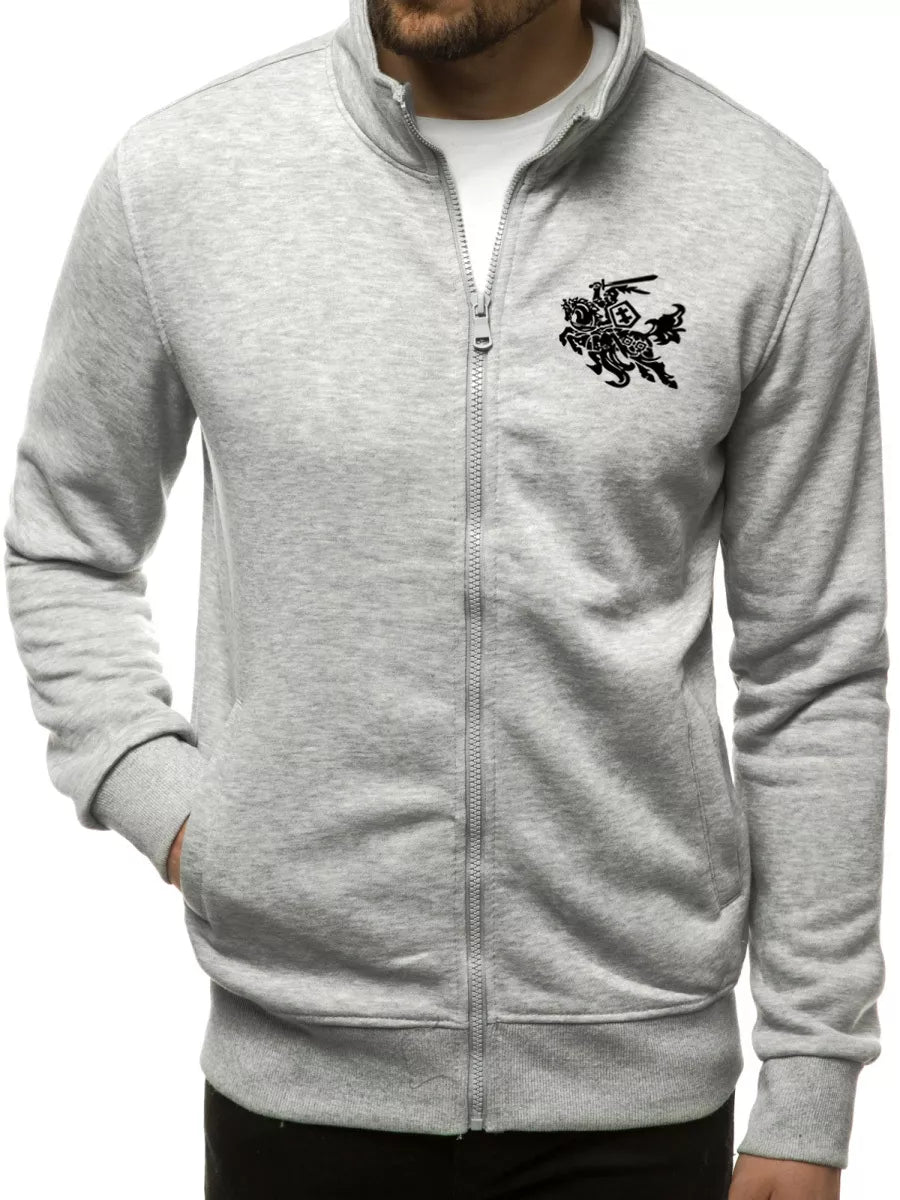 Light gray men's sweater Silon with a hood