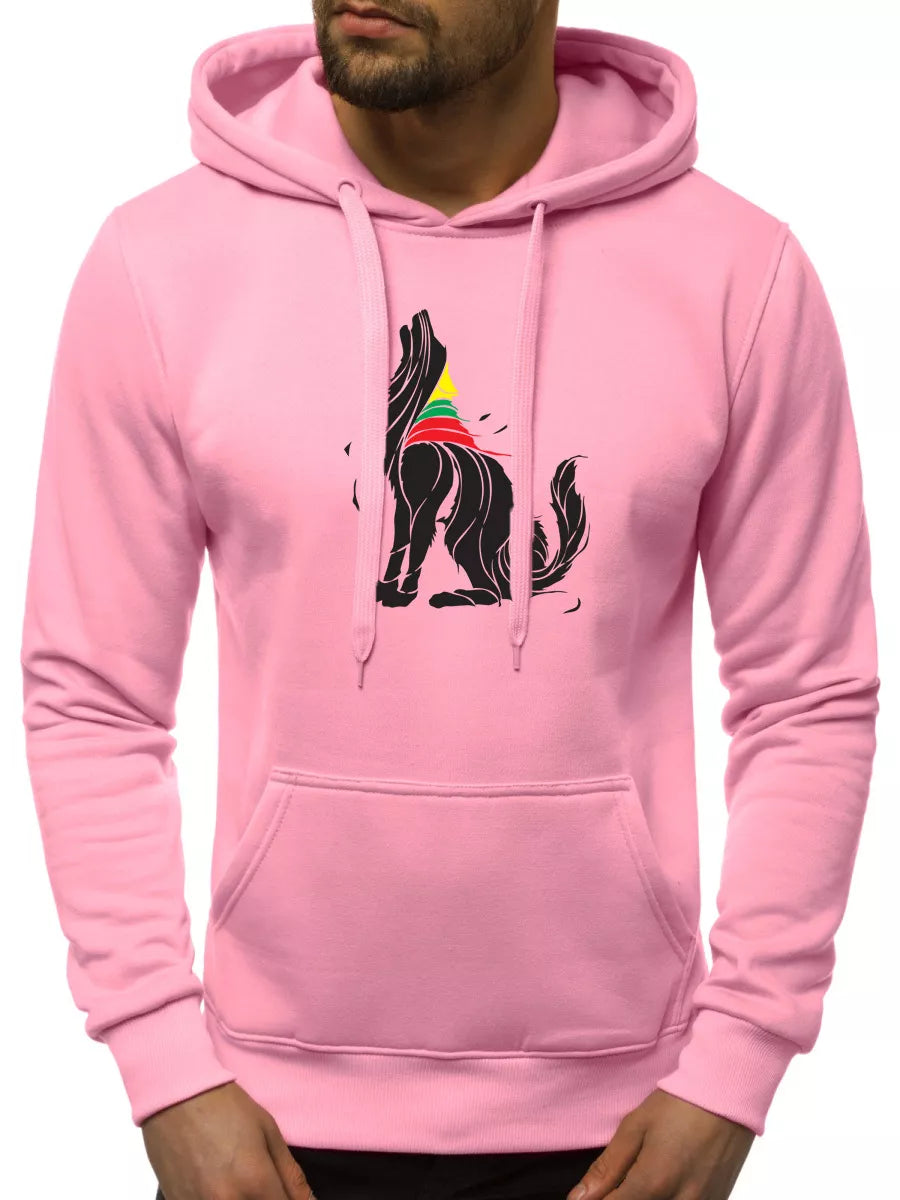 Light pink men's hoodie Wolf