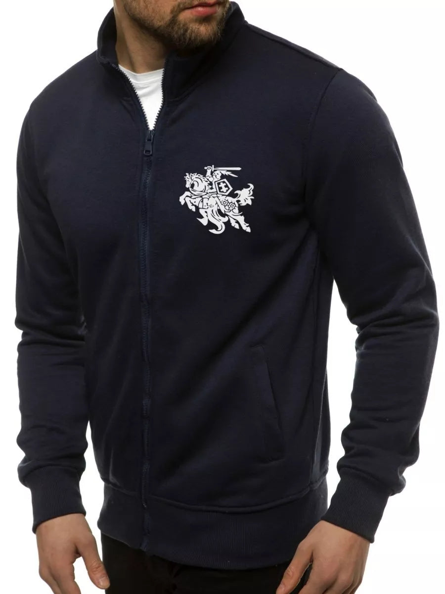 Navy blue men's sweater Silon with a collar