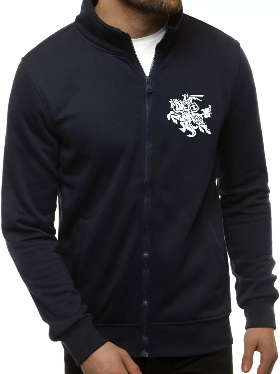 Navy blue men's sweater Silon with a collar