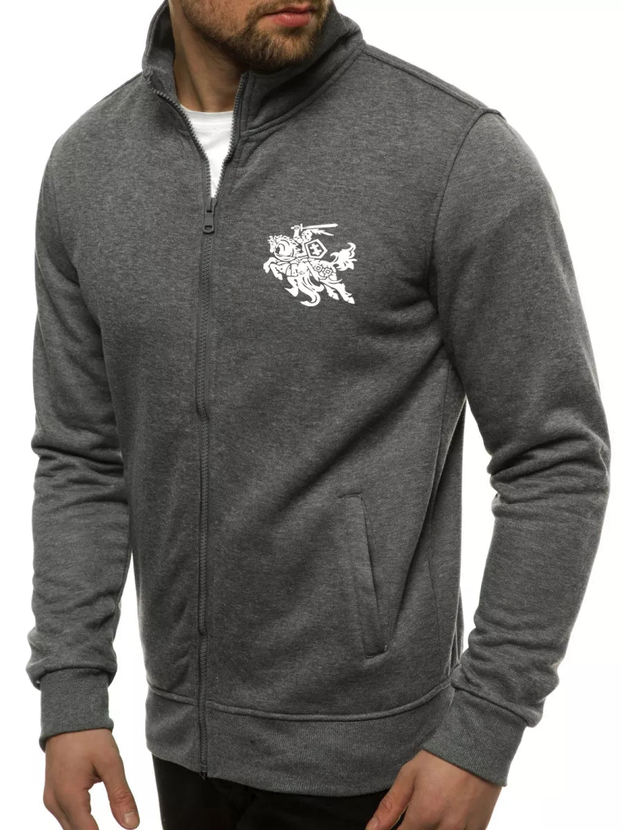 Dark gray men's sweater Silon with a hood