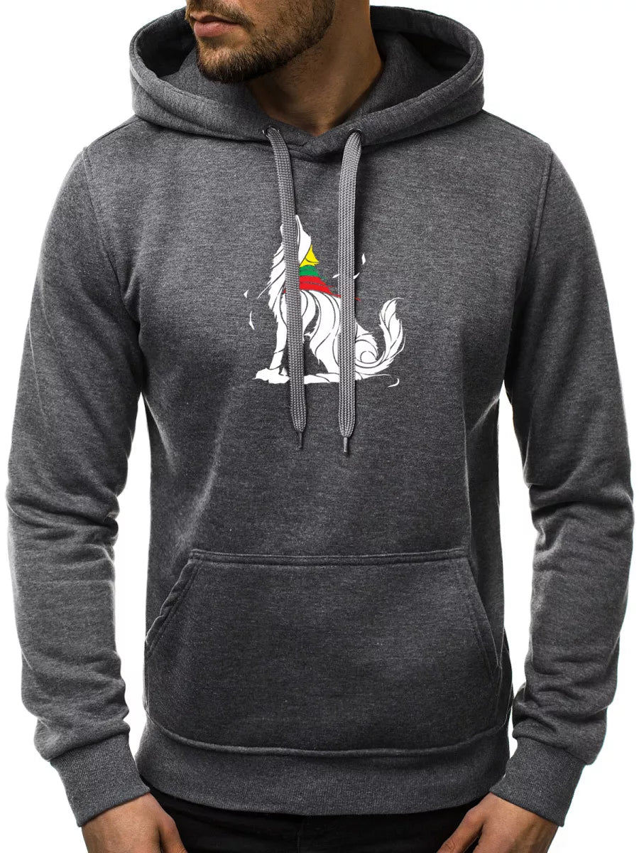 Dark gray men's hoodie Wolf