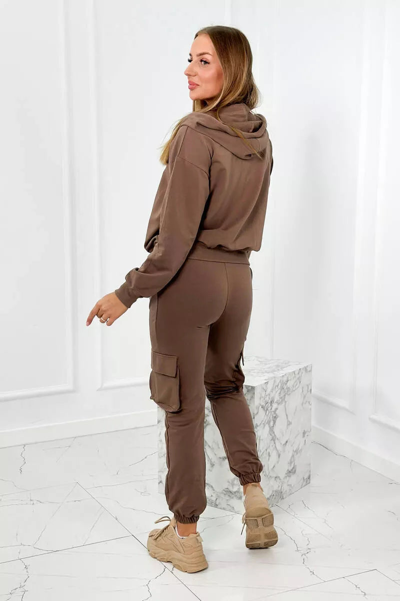 Lovet three-piece women's brown suit.