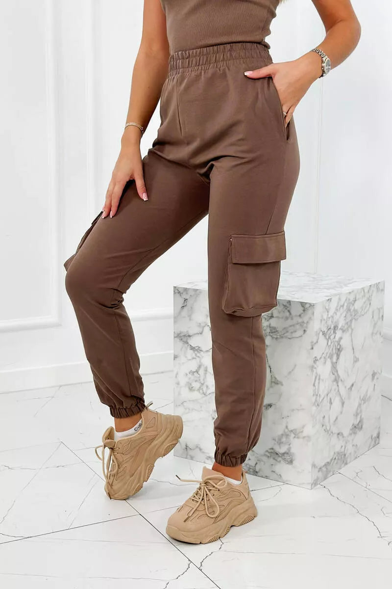Lovet three-piece women's brown suit.